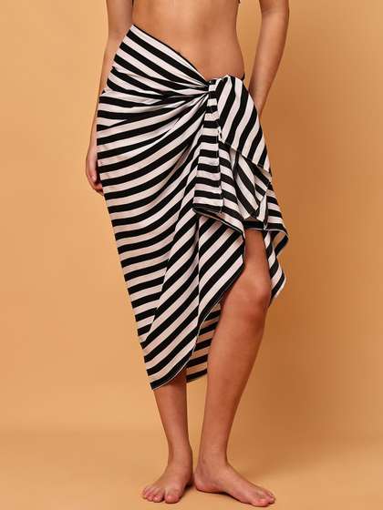 Blissence Horizontal
                        Striped Pure Cotton Ankle Length Cover Up
                        Sarong