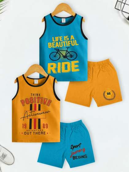 INDIA FASHION
                              FAB Boys Pack of 3 Set Cotton Blend
                              Sleeveless Clothing Set