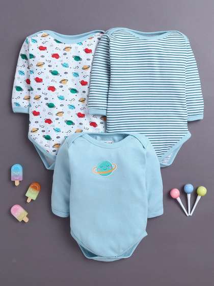 BUMZEE Infants Boys Pack
                    Of 3 Printed Cotton Bodysuits