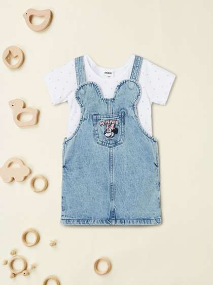 max Infant Girls Printed
                    Pure Cotton Dungarees