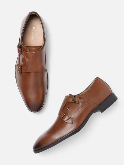 Van Heusen Men
                          Leather Round Toe Monk Formal Shoes