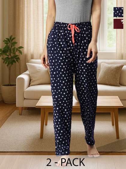 Kryptic Women Pack
                        Of 2 Printed Pure Cotton Lounge Pants