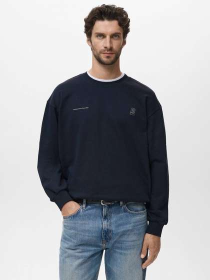 MANGO MAN Pure
                          Cotton Printed Sweatshirt