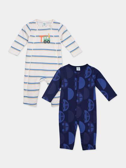 MINI KLUB Infant Boys
                      Pack Of 2 Printed Round Neck Long Sleeve Romper