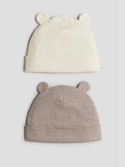 H&M Boys 2-Pack
                      Ribbed Ear-Detail Beanies