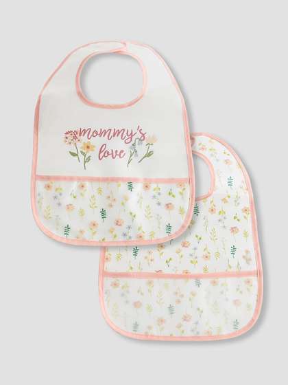 Juniors by Babyshop Set
                    of 2 Girls Floral Printed Bibs