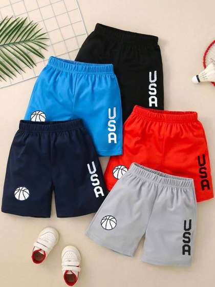 Kaff Kids Pack of 5
                    Typography Printed Regular Fit Shorts