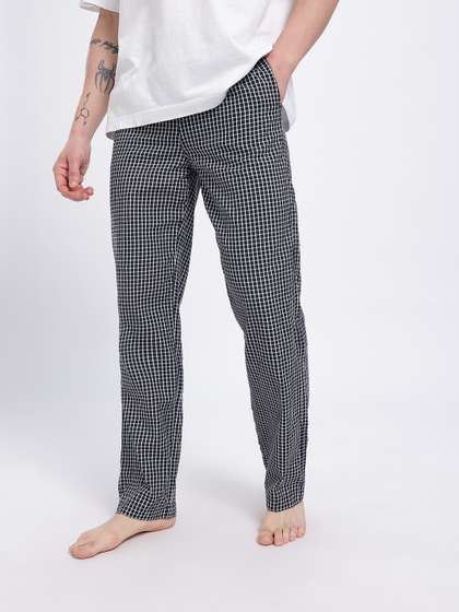 glitchez Men Checked
                        Mid-Rise Straight Fit Lounge Pants