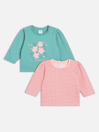 MINI KLUB Girls
                    Geometric Printed Round Neck Cotton Top