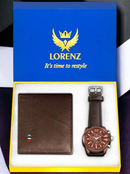 LORENZ Men Analog Watch
                    & Genuine Leather Wallet
