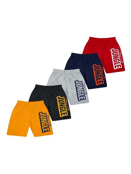 Kaff Kids Pack Of 5
                    Typography Printed Shorts