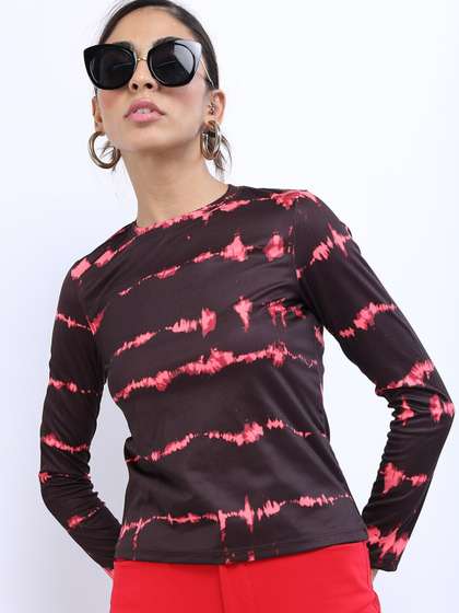 Tokyo Talkies Women
                        Maroon Tie and Dye Dyed T-shirt