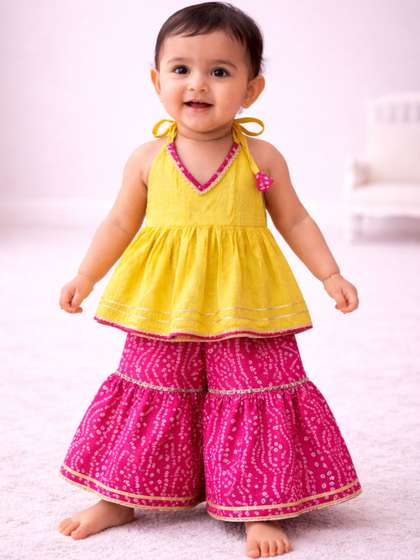 Sangria Infants Girls
                      Pure Cotton Halter Neck Kurta & Sharara