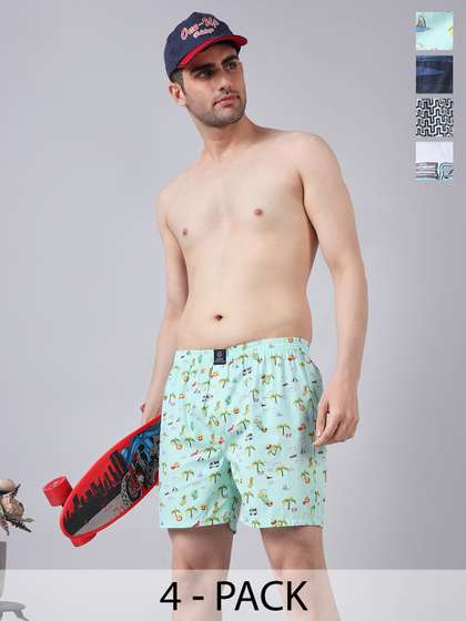 URBAN SCOTTISH Men
                        Pack Of 4 Printed Pure Cotton Boxers