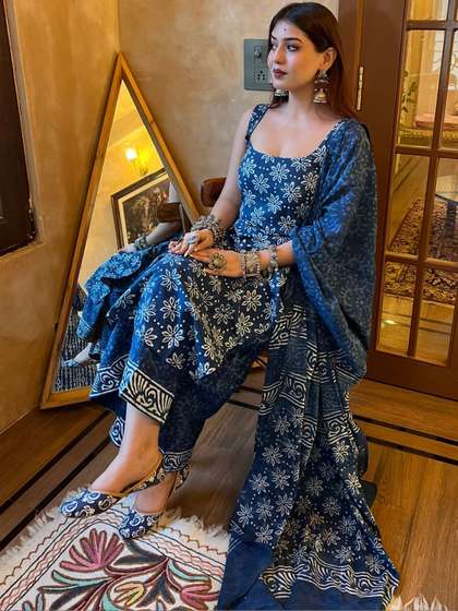 KALINI Women Printed
                        Regular Kurta with Palazzos & With Dupatta