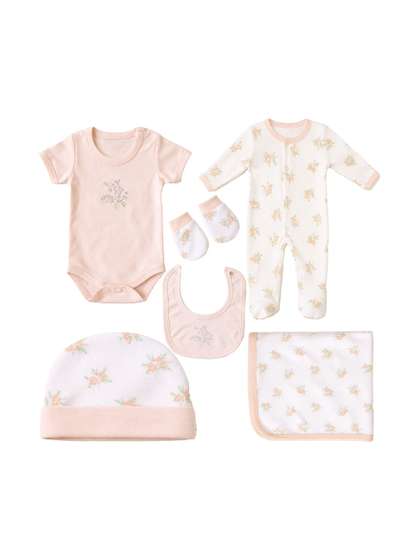 Teri Beri Infants Pack
                    Of 6 pieces Pure Cotton Baby Apparel Gift Set