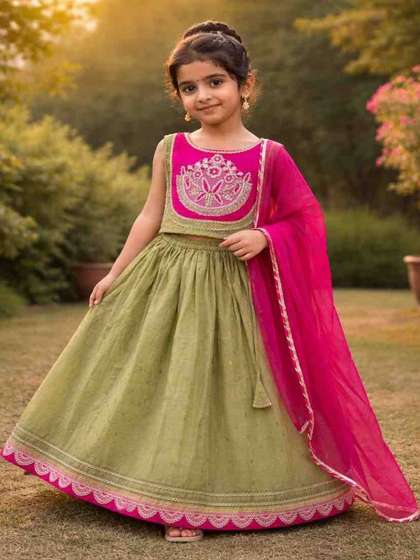 JOVK DESIGN Girls Tie
                    and Dye Ready to Wear Lehenga & Blouse With
                    Dupatta