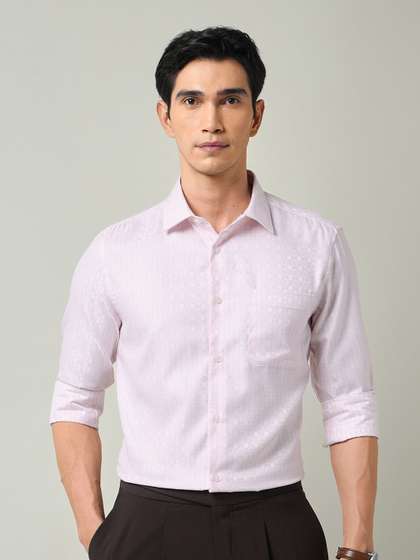 AD By Arvind Men
                        Textured Spread Collar Formal Shirt