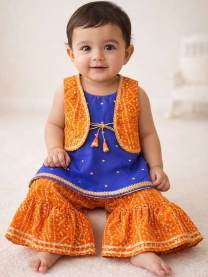 Sangria Infant Girls
                    Printed Round Neck Kurta & Sharara