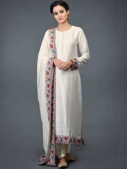 KALINI Women Paisley
                      Yoke Design Regular Thread Work Kurta with
                      Trousers & With Dupatta
