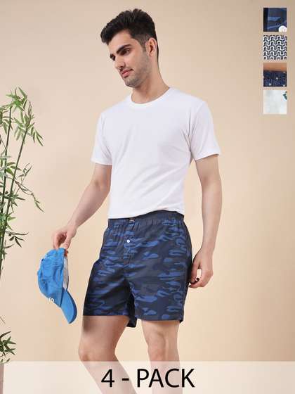 URBAN SCOTTISH Pack
                        Of 4 Men Printed Pure Cotton Mid-Rise Boxer