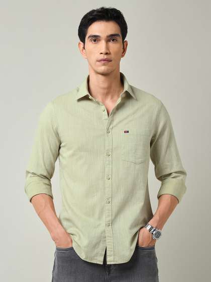 AD By Arvind Men
                        Slim Fit Textured Spread Collar Cotton Casual
                        Shirt