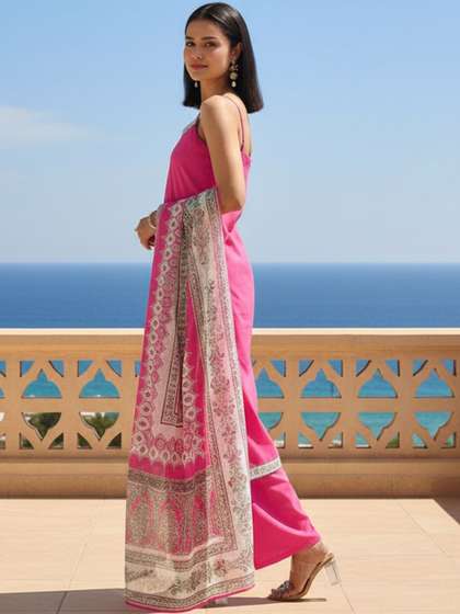 KALINI Women Floral
                        Printed Regular Kurta with Trousers & With
                        Dupatta
