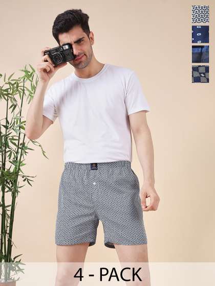 URBAN SCOTTISH Men
                          Pack Of 4 Printed Pure Cotton Boxer