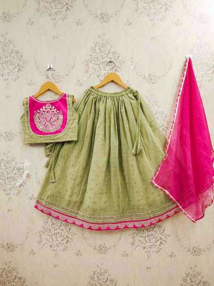JOVK DESIGN Girls
                          Tie and Dye Ready to Wear Lehenga & Blouse
                          With Dupatta