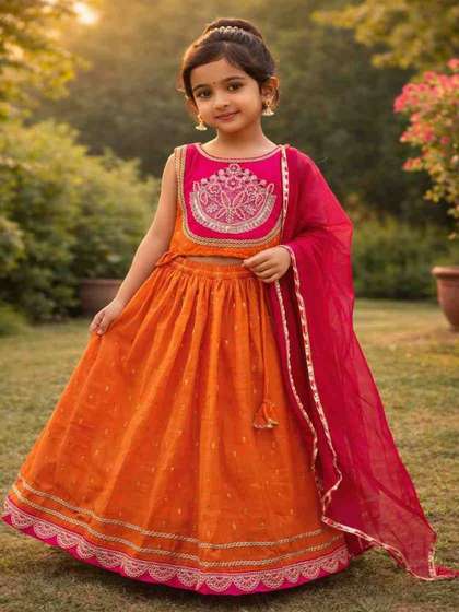 JOVK DESIGN Girls
                        Tie and Dye Ready to Wear Lehenga & Blouse
                        With Dupatta
