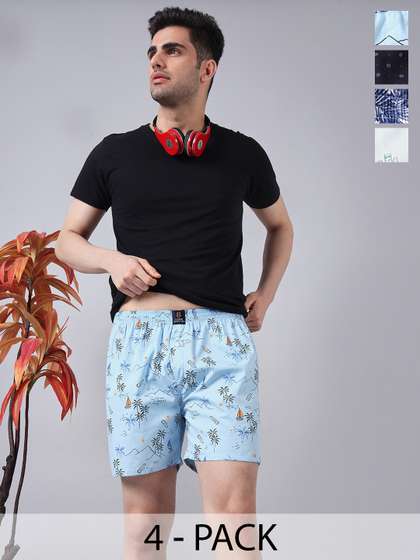 URBAN SCOTTISH Pack
                        Of 4 Men Printed Pure Cotton Mid-Rise Boxer