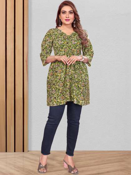 Keshar Floral
                        Printed Thread Work Pure Cotton Thread Work
                        Empire Kurti