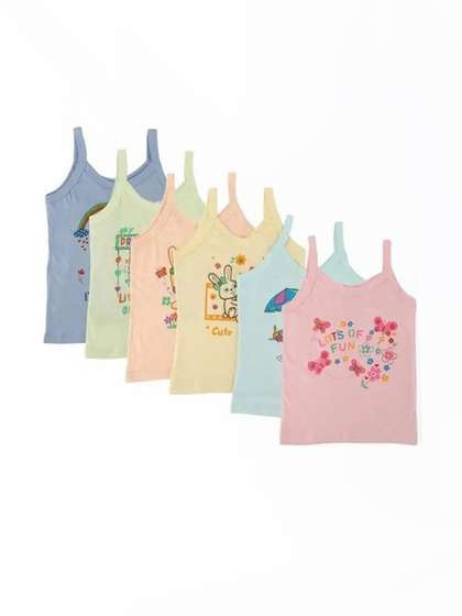 CAVENDERS Girls Assorted
                    Pack Of 6 Sleeveless Printed Innerwear Vests