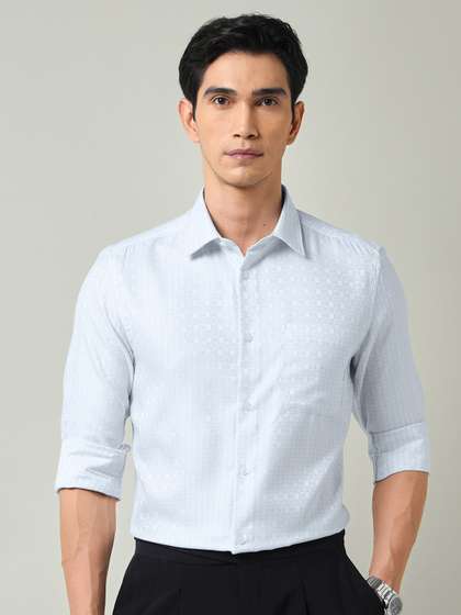 AD By Arvind Men
                          Textured Spread Collar Formal Shirt
