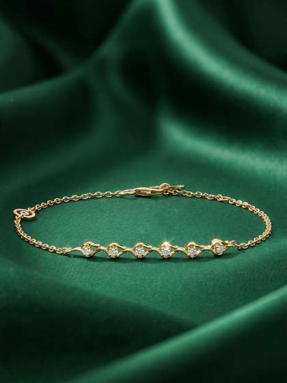 MAEJOY Solitaire Lab
                        Grown Diamond 92.5 Sterling Silver 18KT Gold
                        Plated Chain Bracelet
