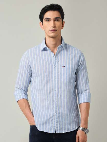 AD By Arvind Men Slim
                      Fit Vertical Striped Spread Collar Cotton Casual
                      Shirt