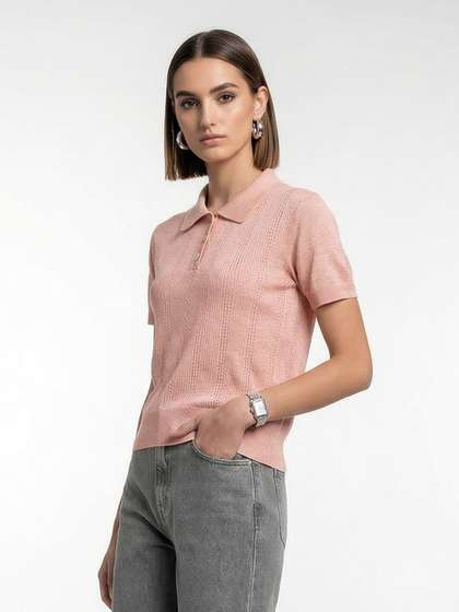 French Connection
                          Self Design Shirt Collar Top