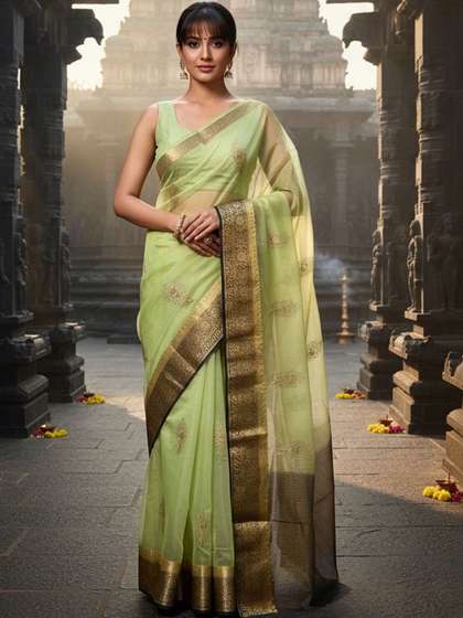 SZN Ethnic Motifs
                        Zari Organza Handloom Banarasi Saree