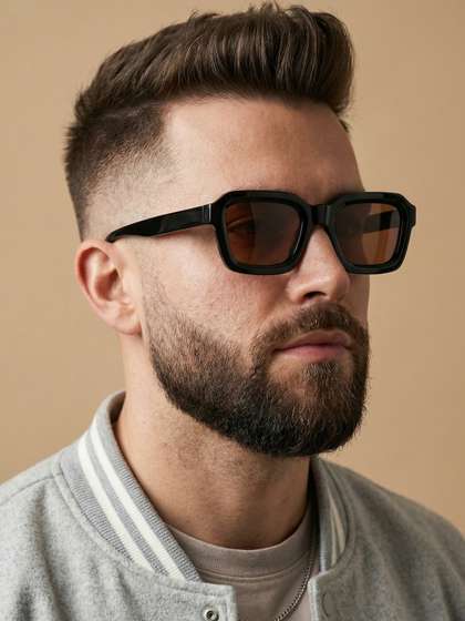 goglassic Unisex Brown
                    Lens & Black Square Sunglasses With UV Protected
                    Lens