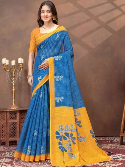 RUDRAKSH1991 Linen
                        Blend Saree