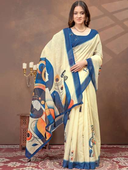 RITABEN HARESHBHAI
                        BHALIYA Linen Blend Saree