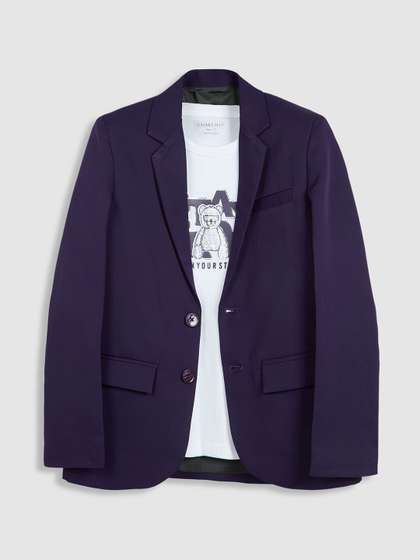 CHARCHIT Boys Notched
                    Lapel Collared Single-Breasted Blazer With T-Shirt