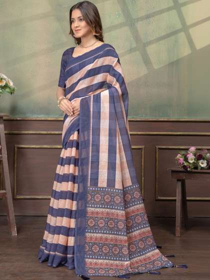 RITABEN HARESHBHAI
                        BHALIYA Linen Blend Saree