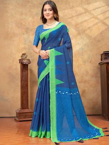 RUDRAKSH1991 Linen
                        Blend Saree
