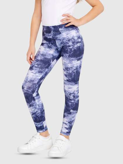 Bodycare Kids Girls Navy
                    Blue Abstract Printed Cotton Ankle Length Legging