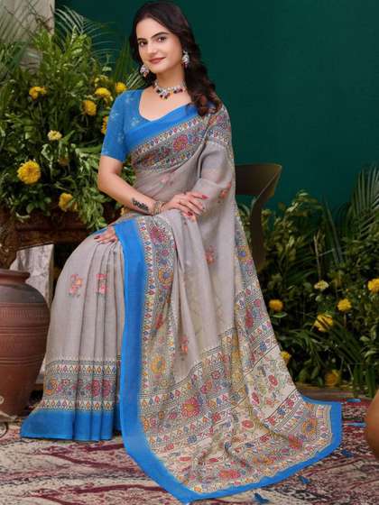 RUDRAKSH1991 Linen
                        Blend Saree