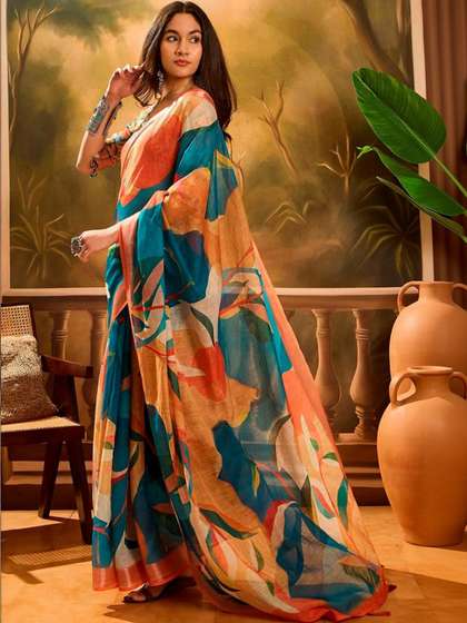 RITABEN HARESHBHAI
                          BHALIYA Linen Blend Saree