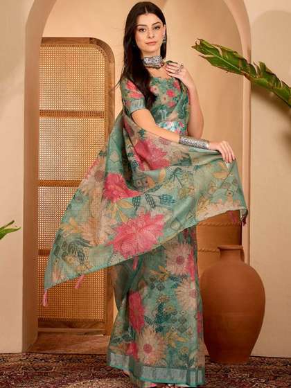 RITABEN HARESHBHAI
                        BHALIYA Linen Blend Saree