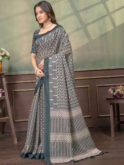 RUDRAKSH1991 Linen
                        Blend Saree