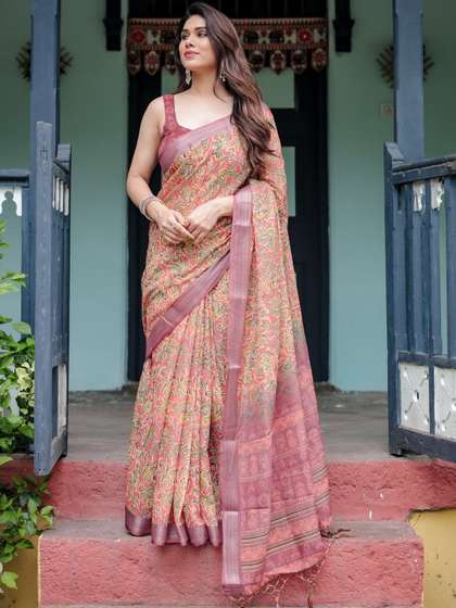 RUDRAKSH1991 Linen
                        Blend Saree